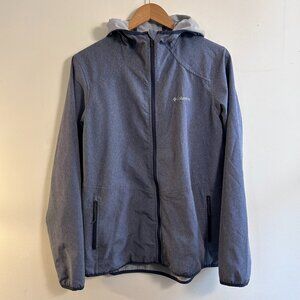 Columbia Softshell Jacket Women Size L‎ Blue Heathered Full Zip Hooded